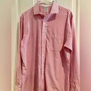 Brooks Brothers 1818 Pink White Checkered Men’s Button Down Shirt Size Large